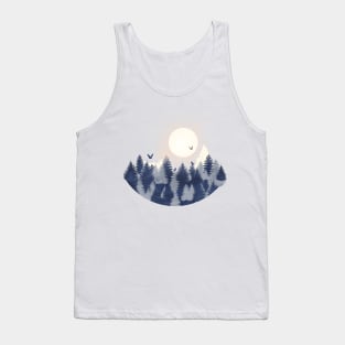 Winter landscape forest with snowy owls Tank Top